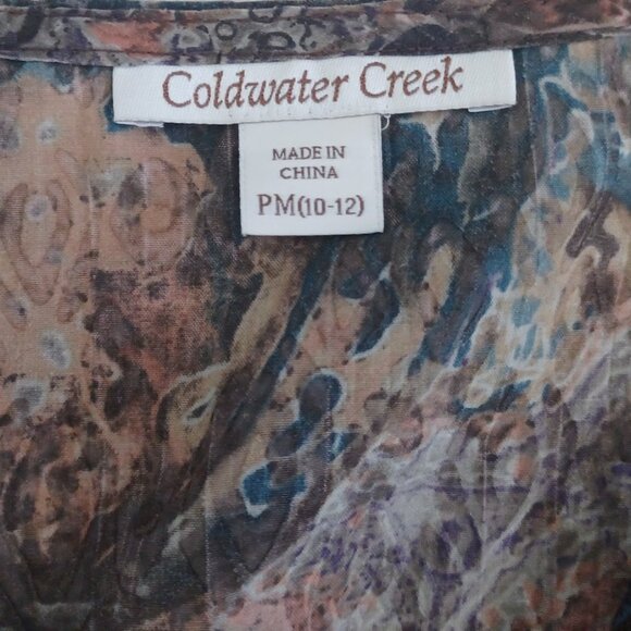 Coldwater Creek Women’s PM Petite Medium Embroidered Paisley Boho Top Sheer - Picture 2 of 10